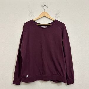 KANGOL Sweatshirt Burgundy Crewneck Raglan Sleeve Pullover Soft Fleece